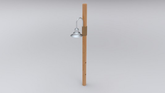 Lampe sur poteau de bois